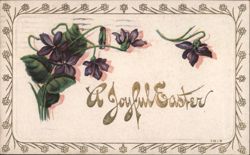 A Joyful Easter Greeting with Purple Violets Postcard