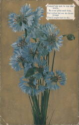 Blue Cornflowers Bouquet with Poetic Quote Postcard