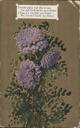 Embossed Purple Flowers with Sentimental Poem, Spokane WA Postcard