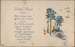Christmas Poem: Not Riches Nor Gifts, Winter Scene with Snow-Covered Trees Postcard
