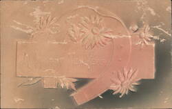 Embossed New Year Greeting with Flowers and Eagle, 1907 Postcard