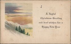 Winter Mountain Landscape Christmas & New Year Greeting Postcard
