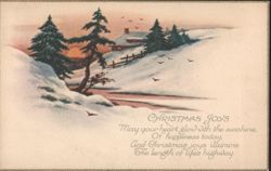 Christmas Joys Snowy Winter Landscape with Pine Trees Postcard