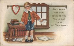 Boy in Glasses Laying Down the Law, 'You've Got to Be My Valentine' Postcard
