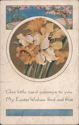 Easter Wishes with Daffodils and Spring Landscape Postcard