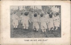 Toddlers Playing Ring Around the Rosie, Church Cradle Roll Party Invitation Postcard