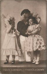 Two's Company, Three's a Crowd - Children in Sailor Suit & Bonnets Postcard