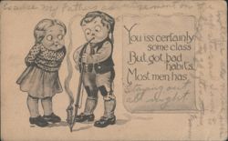 Comic Children with Humorous Message 'You iss certainly some class' Postcard