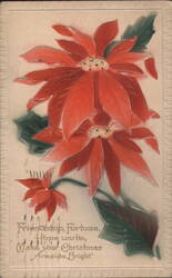 Red Poinsettias with Christmas Greeting Poem Postcard