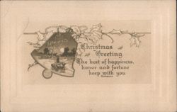 Christmas Greeting Bell with Winter Landscape and Shakespeare Quote Postcard