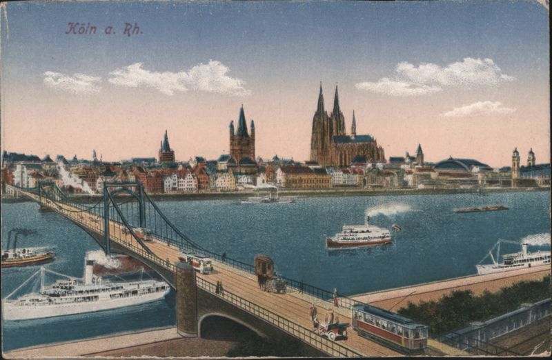 Cologne Cathedral, Rhine River Bridge, Boats & Cityscape Köln Germany