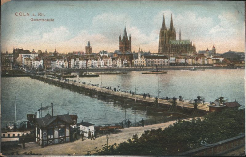 Cologne Rhine River Bridge & Cathedral, Gesamtansicht Germany