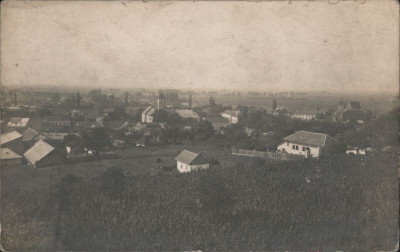 Elevated View of a Town with Church Steeples Czechoslovakia