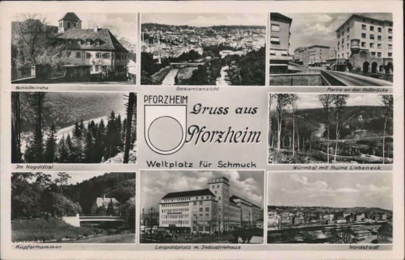Pforzheim Multi-View, Schlosskirche, Nagoldtal, Leopoldplatz Germany