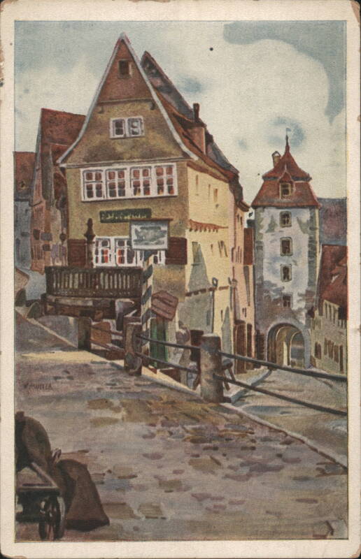 Rothenburg ob der Tauber Plönlein Street Scene Germany