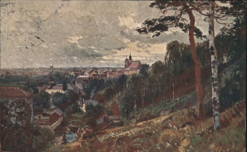 Jihlava Cityscape with Church from Hill Czechoslovakia
