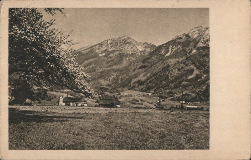 Mountainous Landscape, Valley, Houses, Roudnice nad Labem Czechoslovakia
