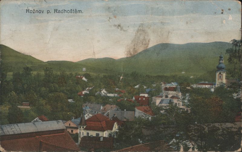 Rožnov pod Radhoštěm Valley Town View, Church Czechoslovakia