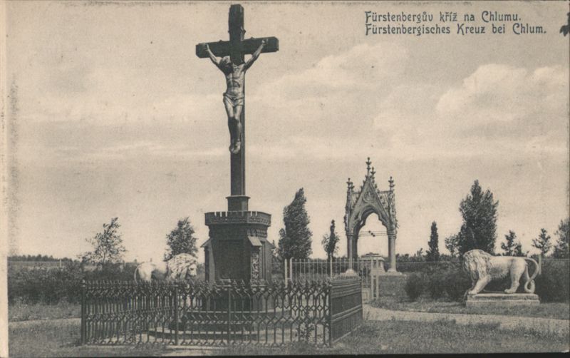 Fürstenberg Cross at Chlum, Lion Statues, Gothic Archway Hradec Králové Czechoslovakia