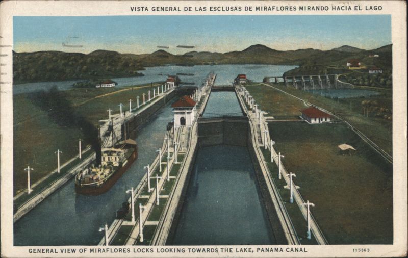 General View of Miraflores Locks Looking Towards the Lake, Panama Canal