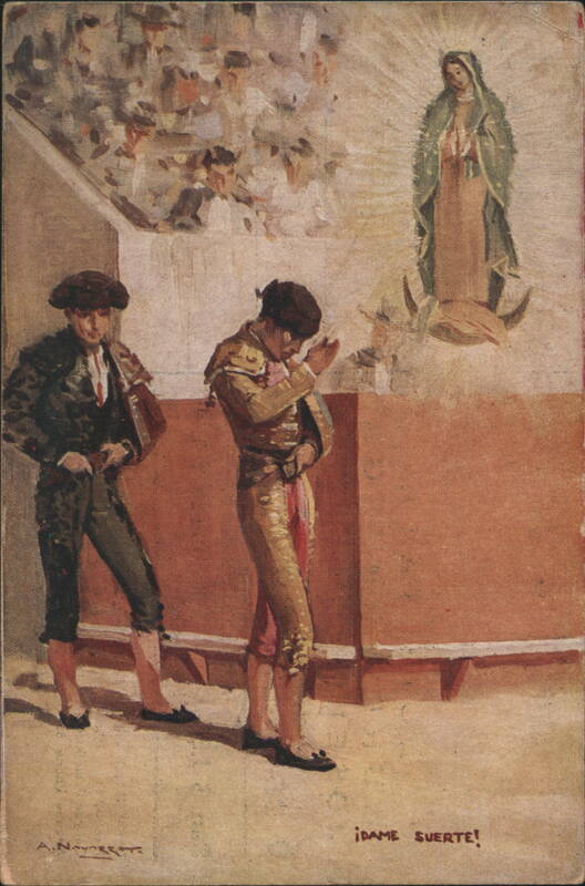 Mexicali Bullfight, Bullfighters, Virgin of Guadalupe, 1954 Mexico