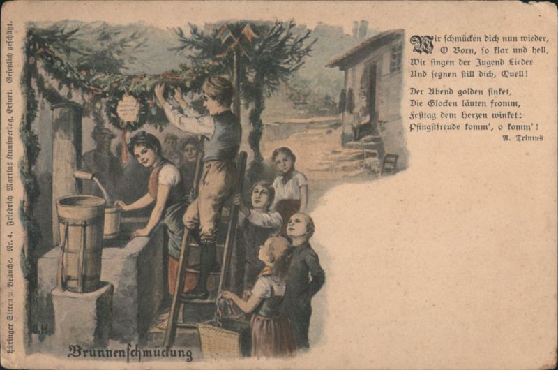Brunnenschmückung - Children Decorating a Fountain