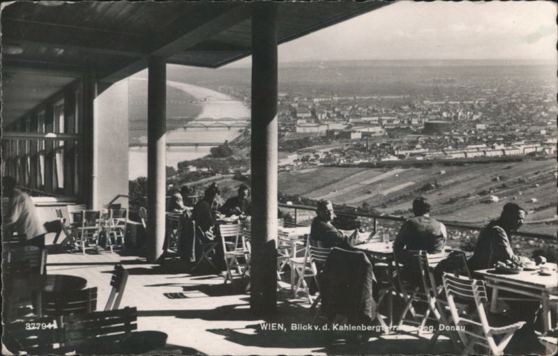 Vienna Kahlenberg Terrace View, Danube River Austria