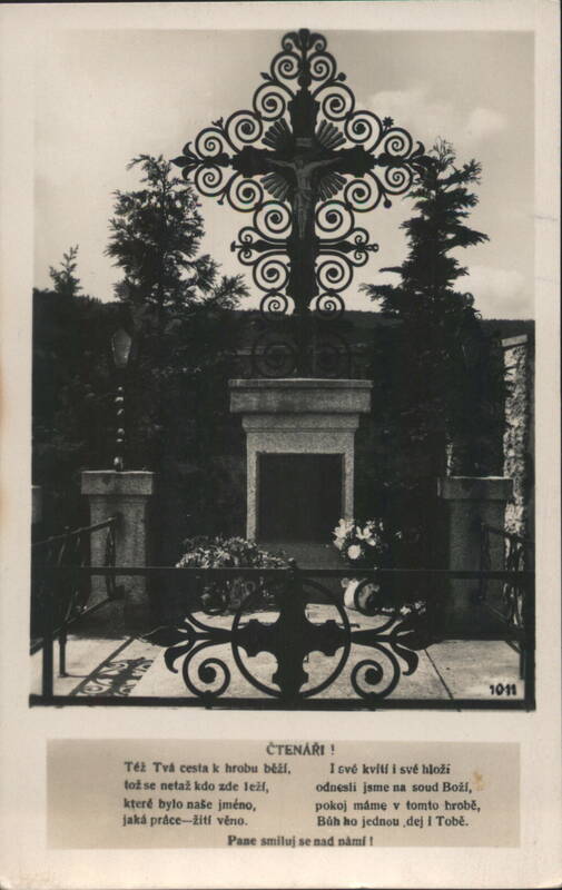 Kleneč, Grave of Writer J. Š. Baar, Ornate Cross Czechoslovakia