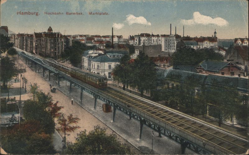 Hamburg Elevated Railway Barmbek Market Square Germany