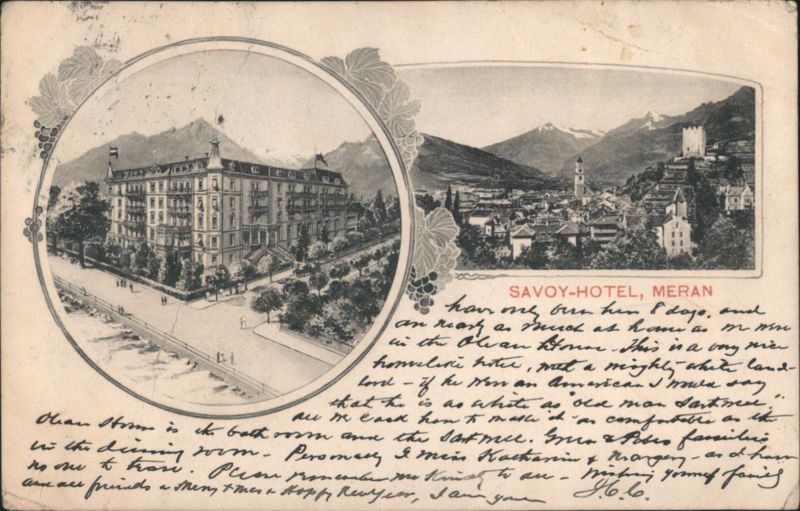 Savoy-Hotel, Meran, Town and Mountains Italy