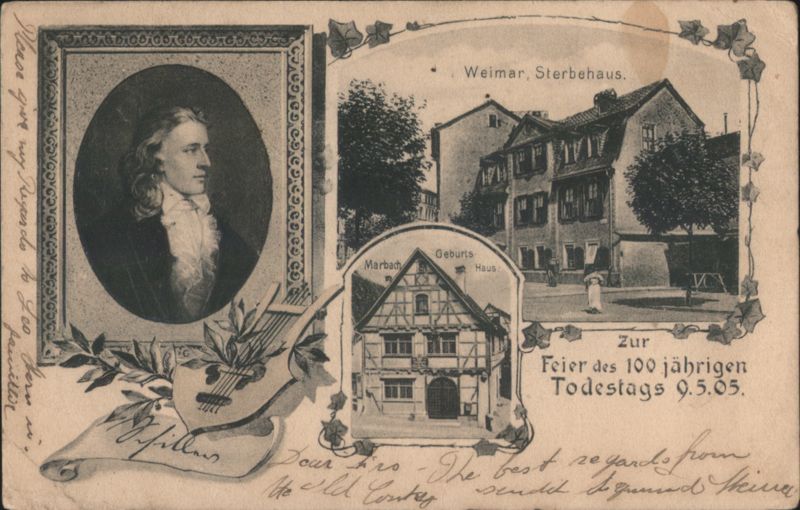 Goethe, Weimar Sterbehaus, Marbach Geburtshaus 1905 Weimar, Marbach Germany