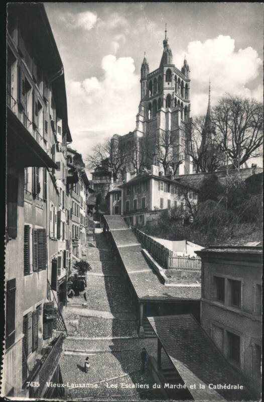 Vieux-Lausanne. Les Escaliers du Marche et la Cathédrale Switzerland