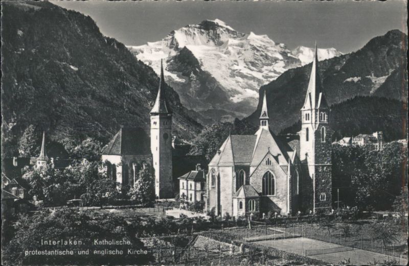 Interlaken, Katholische, protestantische und englische Kirche Switzerland