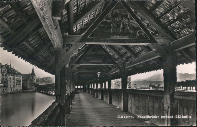 Luzern Kapellbrücke Interior, Ceiling Paintings Switzerland