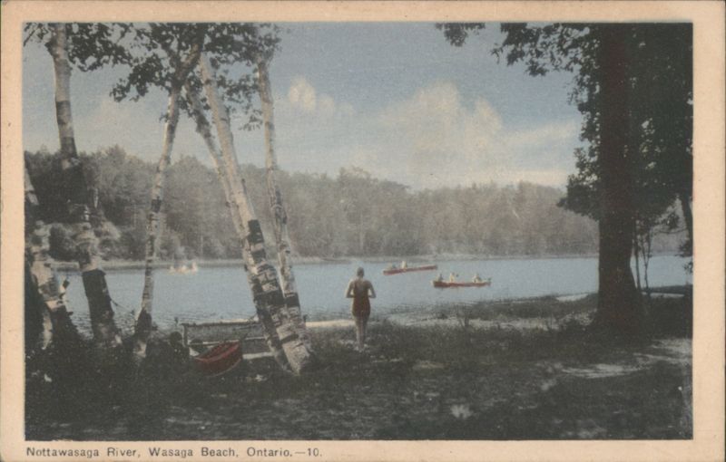 Nottwasaga River, Wasaga Beach, Ontario - Swimmer & Boats Canada