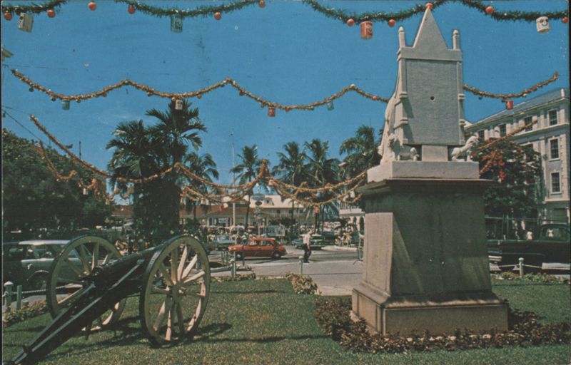 Rawson Square, Nassau, Bahamas with Monument & Cannon