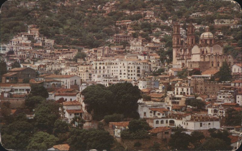 Panoramic View of Taxco, Mexico with Santa Prisca Church