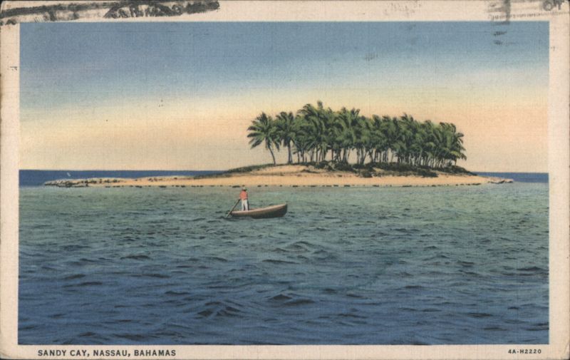 Sandy Cay, Nassau, Bahamas with Palm Trees & Boat Caribbean Islands
