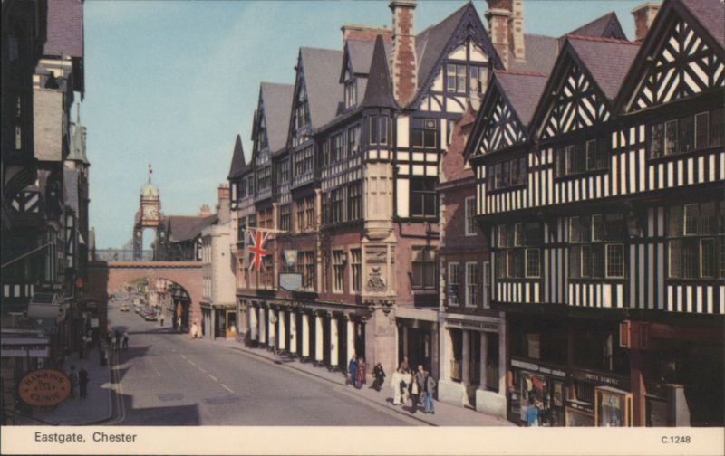 Eastgate Street Scene, Chester with Clock Tower United Kingdom