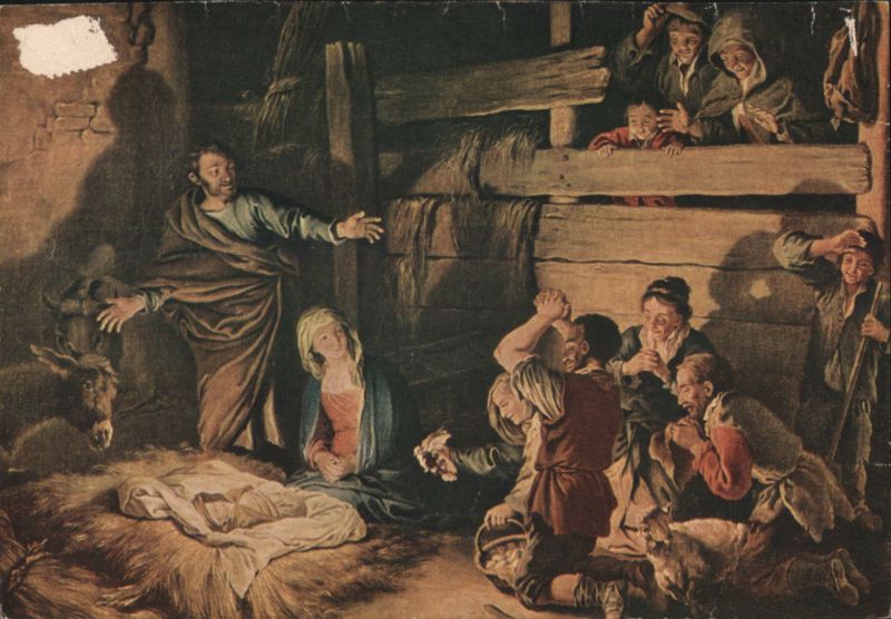 The Nativity Scene with Holy Family and Shepherds Madonna & Child
