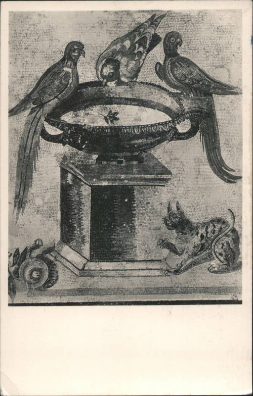 Mosaic: Birds, Cat, Basin, Pompeii Naples Italy