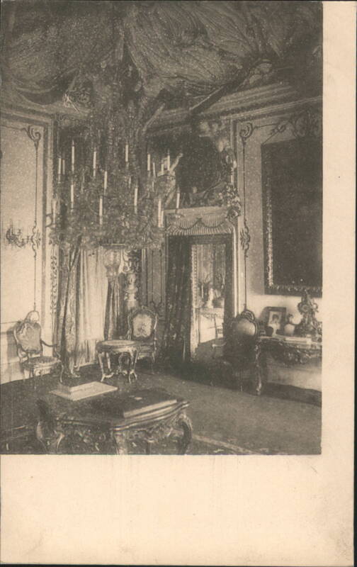 Ornate Interior Room, Grand Chandelier, Draped Ceiling Italy