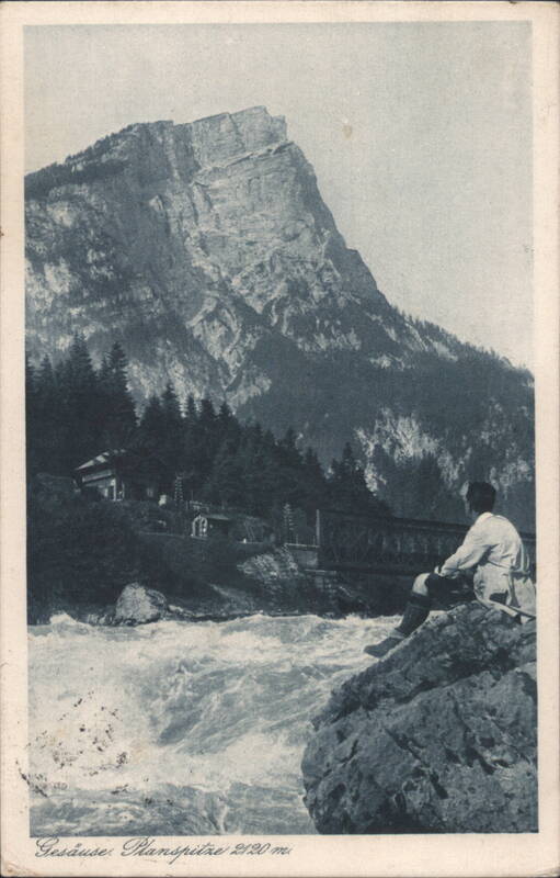 Gesäuse, Planspitze 2120 m, Man by River Austria