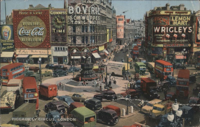 Piccadilly Circus, London - Bovril, Coca-Cola, Wrigley's Ads United Kingdom