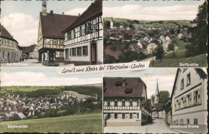 Stein bei Pforzheim Baden: Rathaus, Dorfpartie, Gasthaus Krone Germany
