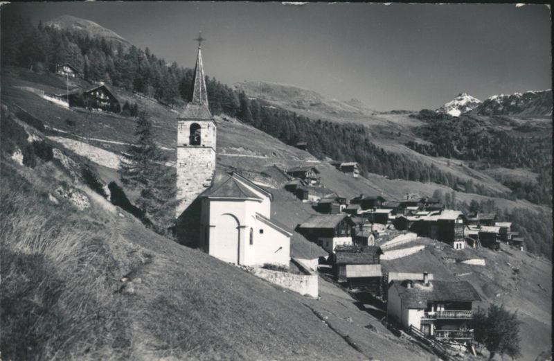 Chandollin Anniviers Church Village Mountains Switzerland