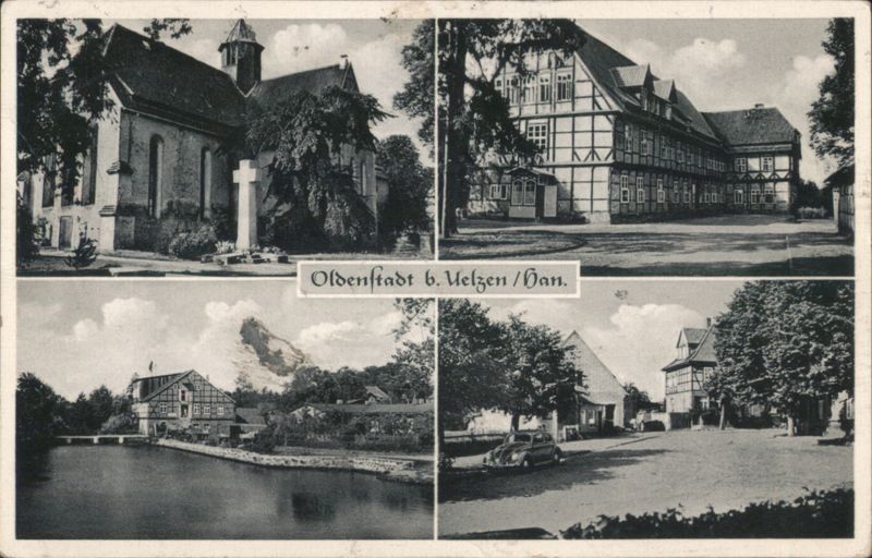 Oldenstadt b. Uelzen, Four Views: Church, Buildings, River Germany