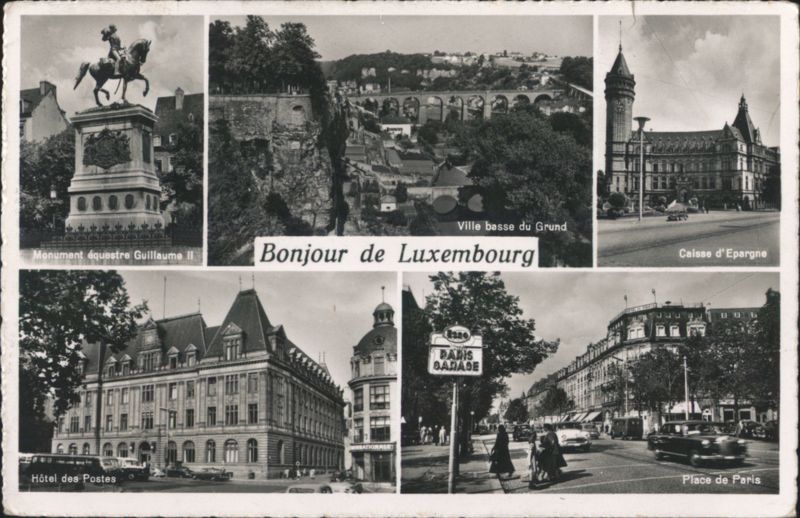 Luxembourg City Views: Guillaume II, Grund, Post Office, Paris Sq