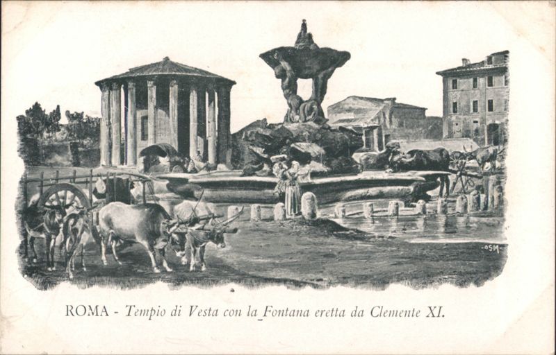 Tempio di Vesta, Fontana eretta da Clemente XI Rome Italy