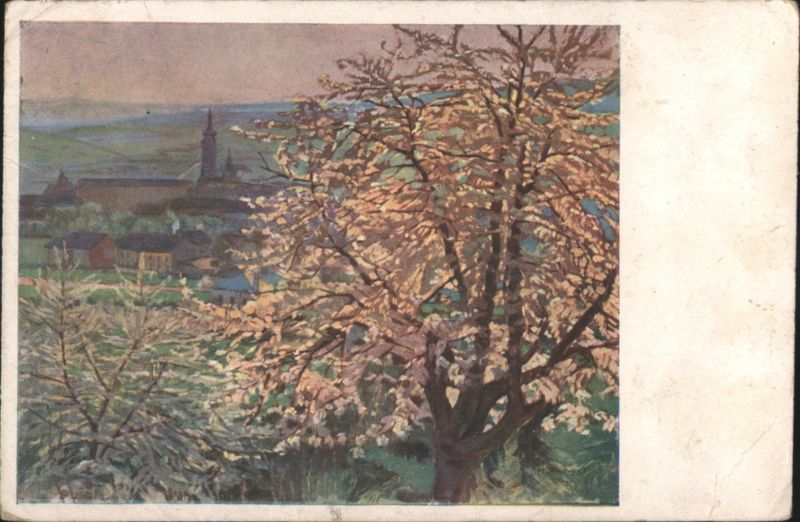 J. Velenovský, Písek, In Spring, Blossoming Tree Czechoslovakia